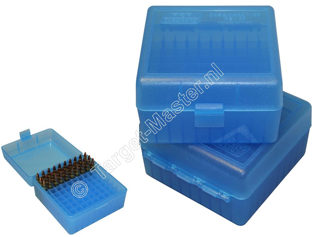 MTM RS100 Flip-Top Ammo Box CLEAR BLUE content 100